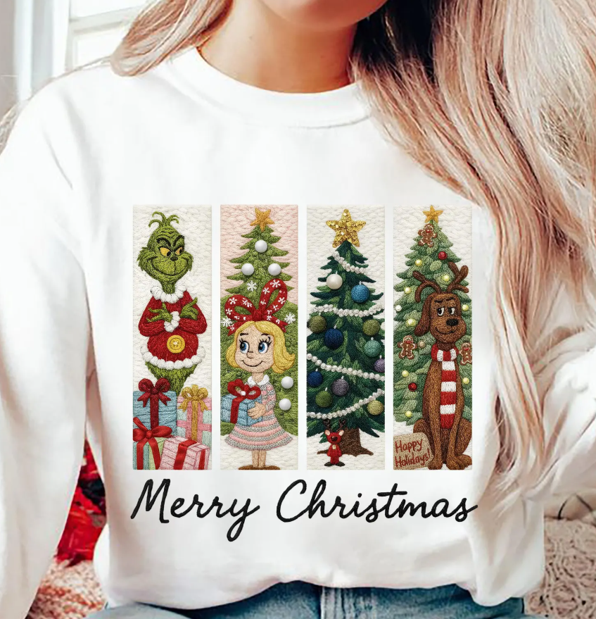 Merry Christmas Grinch Crochet - Full Color Transfer DTF