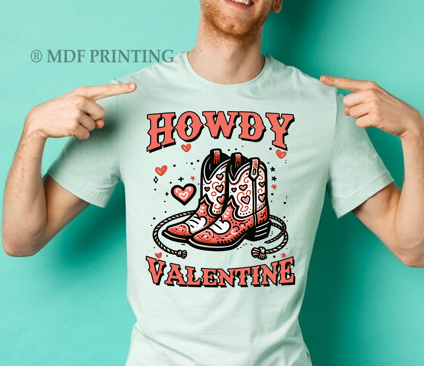 Cowgirl boots Valentine - Full Color Transfer DTF