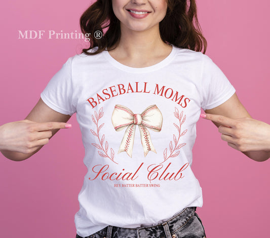 Baseball mom social club coquette - Full Color Transfer DTF