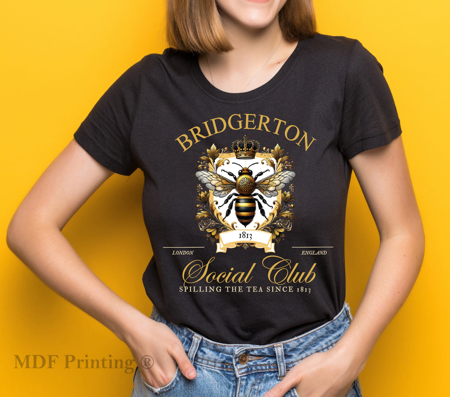 Bridgerton Gold Text- Full Color Transfer DTF