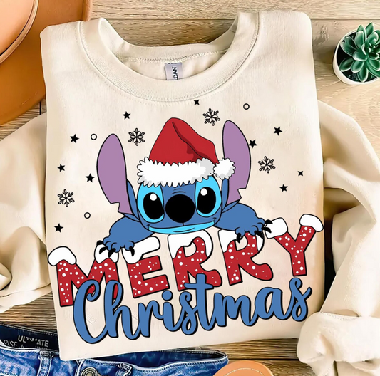 Merry Christmas Stich - Full Color Transfer DTF