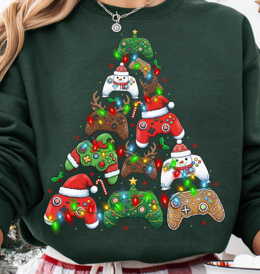 Gamer Christmas Tree -  Full Color Transfer DTF