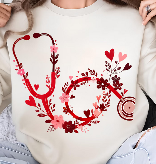 Floral stethoscope - Full Color Transfer DTF