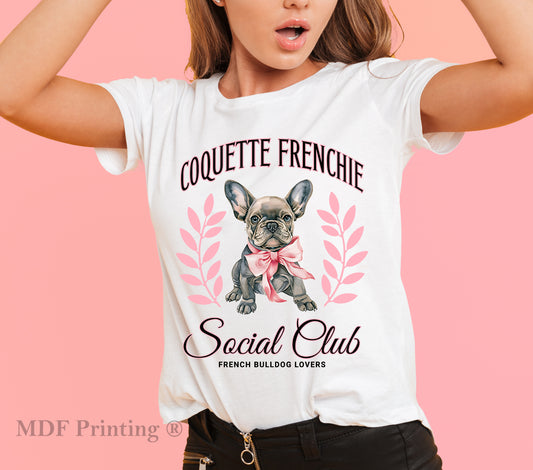 Coquette Frenchie Social - Full Color Transfer DTF