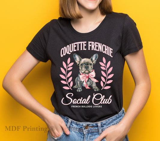 Coquette Frenchie Social Dark- Full Color Transfer DTF